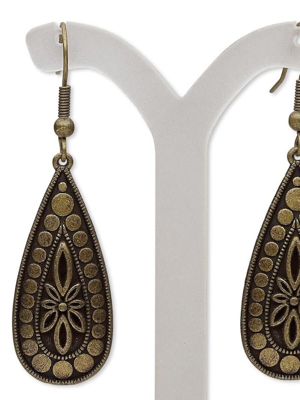Bronze Gothic Dotted Textured Lightweight Teardrop Dangle Earrings - Picture 1 of 1